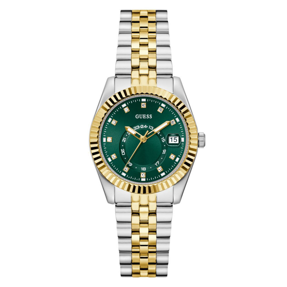 GUESS Women 34mm Two-Tone Case & Recycled Steel Watch (GW0936L3)