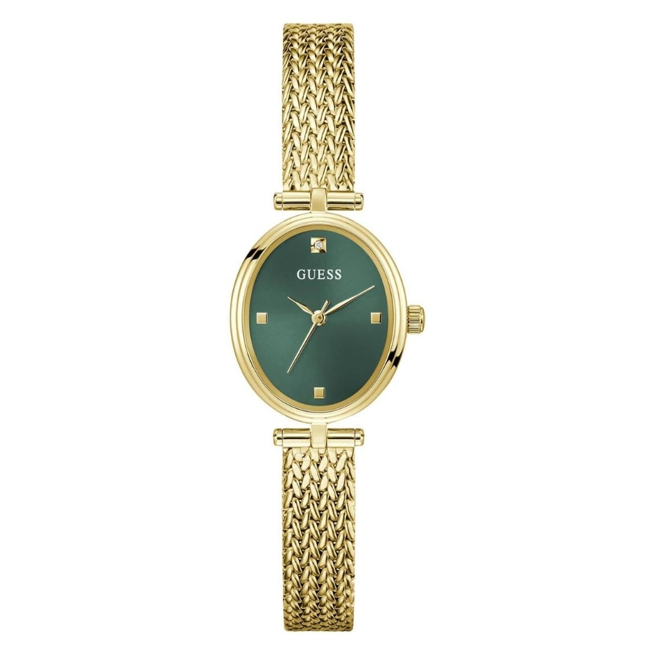 Guess Ruby Green Dial 24mm GW0935L2 Yellow Gold